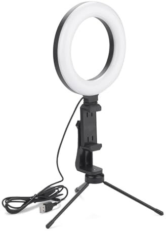 LED Handy Ringlicht Ø 16 cm mit Stativ und Handyhalter Dimmbar Smartphone Lampe Licht Ringleuchte