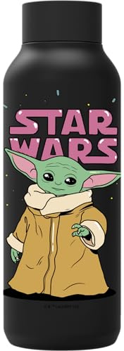 QUOKKA SOLID X STAR WARS | BOTELLA TÉRMICA DE ACERO INOXIDABLE DOBLE PARED | THE MANDALORIAN GROGU NEON