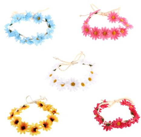 NOLITOY 5pièces Couronne De Cheveux Fleurie Guirlande De Mariée Ornement De Tête Floral Coiffe De Mariage Bandeau Pour Femme