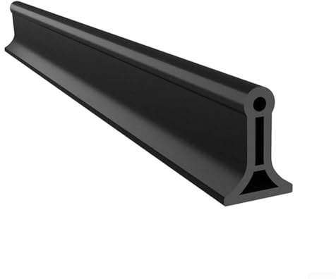 HomeVortex Tira de tapón de agua de umbral de ducha de 2 m, goma flexible, barrera impermeable TPE, para baño, cocina, fregadero, inodoro, sellador de suelo, blanco, negro, gris (negro)