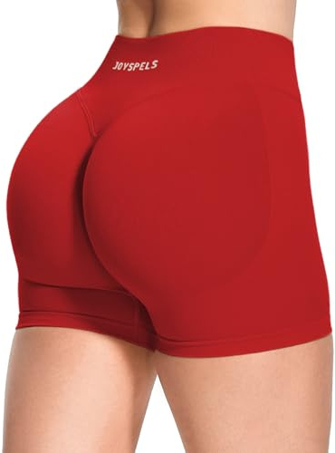 JOYSPELS Seamless Gym Shorts for Women Scrunch Bums Ruched Booty Activewear Running Yoga Workout Sports Cycling Shorts Womens UK Cherry Red M