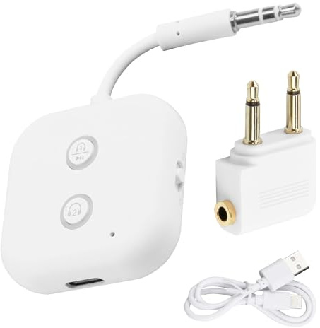 2 In 1 Bluetooth 5.3 Transmitter Receiver, 3.5mm Aux Jacks Wireless Audio Transmitter for Plane, Travel, Tv, Car, Gym, Airplane Bluetooth Wireless Support for 2 AirPods or Wireless Headphones