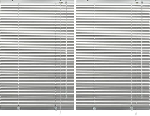 Deco Company Stores Vénitiens en Aluminium à Clipser, Protection Contre la lumière et l'éblouissement, Kit de Montage Inclus, Argenté (Lot de 2)
