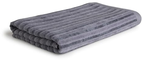 Möve Monochrome Stripes Velours Duschtuch 67 x 140 cm aus 80% Baumwolle/ 20% Viskose aus Bambus-Zellstoff, Stone