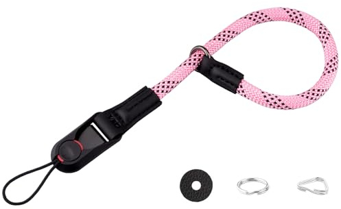 VKO Kamera Handschlaufe Kameragurt Handgelenk-Schlaufe | Schnellverschluss-Trageschlaufe geeignet für DSLR SLR oder spiegellosen Kameras (Rosa Schwarz)
