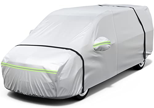 Favoto Bâche de Protection pour Voiture - Imperméable à la poussière et aux Rayures - pour l'hiver et l'été - avec Fermeture éclair et réflecteurs (Argent, pour MPV 495-535cm)
