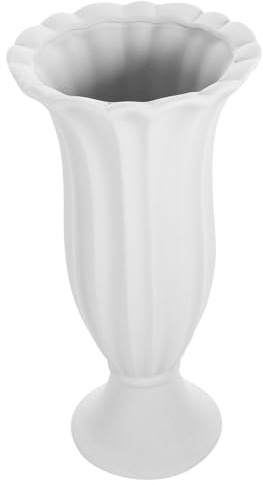 VICASKY Vaso per Fiori da Cimitero in Ceramica Grigio-Bianco, Portafiori Commemorativo per Tombe, Decorazione Lapide Design Colonna Romana, Adatto per Fiori Freschi e Artificiali, Uso