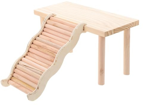 Milisten Hamster Kletterplattform 2 Stück mit Stabiler Hölzerner Hamsterleiter für Sicheren Spielspaß im Kleintierkäfig