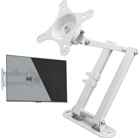 Väggfäste för Echo Show 15, vridbar och lutbar TV-hållare upp till 15 kg – 360° roterbar, justerbar (3,3–16,9 tum), VESA 75/100 för kök och vardagsrum, vit