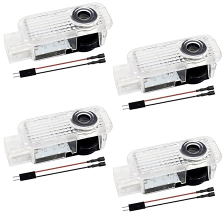 Krewua Lot de 4 lampes de porte de voiture 4K HD qui ne se décolorent pas, compatibles avec A1/A3/A4/A5/A6/A7/A8/Q2/Q3/Q5/Q7/Q8/TT/R8 4 anneaux + lettre rouge