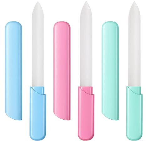 Glasfeile für Nägel 3 Stück, Nagelfeilen Naturnägel, Doppelseitige Glasnagelfeile mit Etui, Wiederverwendbare Fingernagelfeilen für Frauen Maniküre Pflege Pediküre Pflege