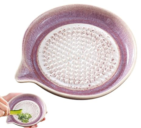 Keramik Reibeteller Handgemacht - Geruchsneutrale Knoblauchreibe & Ingwerreibe für Feines Püree, Mehrzweck Küchenhelfer Obstschale für Schnelle Mahlzeiten Prep, 13.5cm