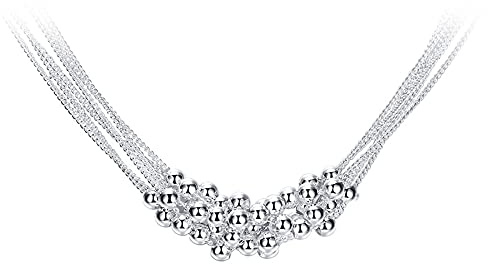 LLXYWJ 925 liten slät pärla vindruvor halsband 18 tums kedja kvinna bröllop förlovning smycken