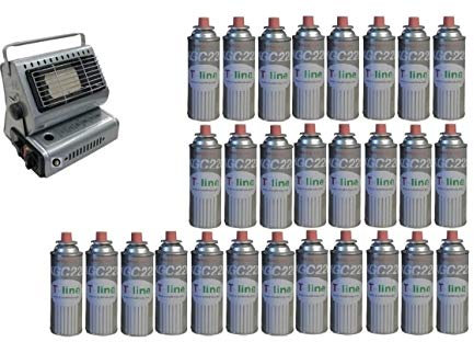 ALTIGASI Chauffage à gaz portable double connexion pour cartouches à gaz ou bouteilles + 28 cartouches