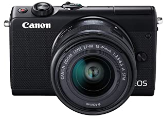 Canon EOS M100 SLR Digitalkamera - mit Objektiv (24,2 MP, Dual Pixel CMOS AF, DIGIC 7, Full-HD, Touchscreen, WIFI, Bluetooth, 7,5 cm, klappbares Display) Kamera, schwarz