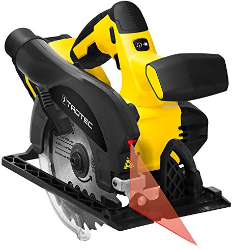TROTEC Sega circolare a batteria PCSS 10?20V – sega circolare 65 Watt, profondità di taglio massima 48 mm, batteria multipla 20 V 2,0 Ah, lama HW