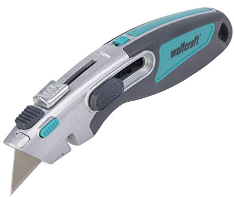 wolfcraft Dual Trapezklingenmesser 4106000 – Scharfe Trapezklinge für Hand- und Heimwerker – inkl. Autolock- und Sicherheitsfunktion