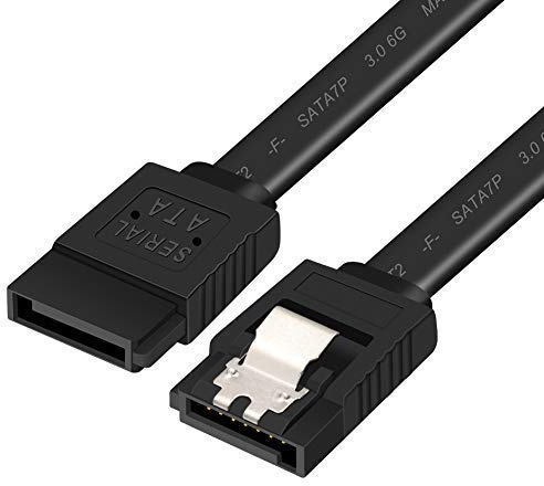 Yeung Qee SATA-kabel III, 5-pack SATA-kablar III 6 Gbps rak HDD SDD datakabel med låslås, 18 tum kompatibel SATA HDD, SSD, CD-drivrutin, CD-skrivare Svart