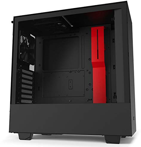NZXT H510, Compact ATX Mid-Tower PC Gaming Case, Front I/O USB Type-C Port, Tempered Glass Side Panel, Cable Management System, Water-Cooling Ready, Steel Construction, Black/Red