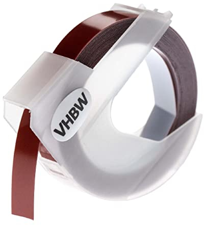 vhbw 3D Prägeband-Schriftband-Kassette kompatibel mit Dymo 1535, 1540, 1550, 1570 Etiketten-Drucker 3m x 9mm Weiß auf Kastanienbraun, Kunststoff
