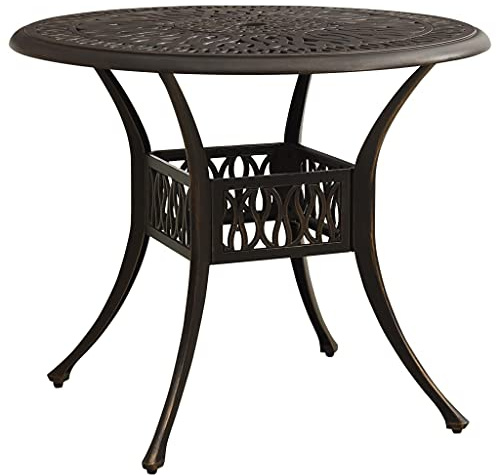 vidaXL Gartentisch mit Schirmloch Terrassentisch Balkontisch Esstisch Tisch Gartenmöbel Outdoor Terrasse Bronzen 90x90x74cm Aluminiumguss