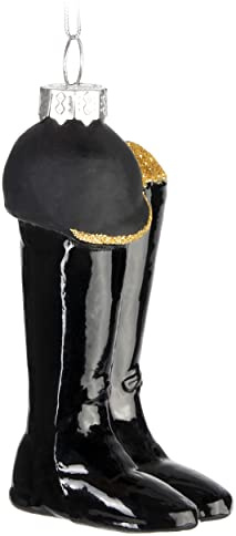 BRUBAKER Reitstiefel mit Helm Schwarz Weihnachtskugel aus Glas - Christbaumschmuck Figur Weihnachtsdeko Anhänger - Deko Baumkugel Handbemalt für Reiter Reiterin Reitsport und Pferde Fans