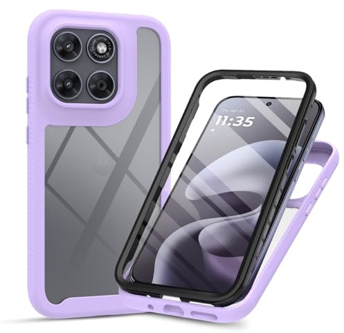 XINYEXIN Funda 360 para Xiaomi Redmi Note 10 4G/10S 4G | Carcasa Protección 360°, Protector de Pantalla Incorporado, Antigolpes, Transparente, Bumper Resistente, Púrpura Claro