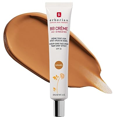 Erborian - BB Crème al Ginseng - Crema Teint Perfecteur 5-in-1 - Trattamento Effetto Pelle di bambino 5-in-1 Trattamento Viso con SPF 20 - Cosmetico Coreano - Caramel 40ml