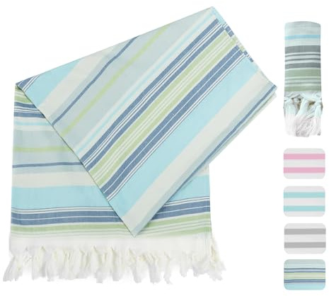 Winthome Telo Mare Hammam- Telo Hammam Morbido Cotone di Bambù, Leggero Salvaspazio, Telo da Spiaggia con Frange, Assorbente, Asciugamani da Mare Senza Sabbia per Donna Uomo (150x75cm,1 Pack)