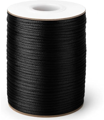 Anwyll 1,5 mm schwarze Nylonschnur, 91 m, Windspielschnur, wetterbeständig, Nylonschnur, schwarze Nylonschnur, Perlenfaden, Makramee-Besatz, Schnur für Halsketten, Schmuckherstellung, Handwerk