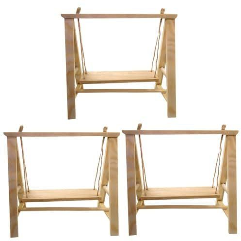 Toyvian 3 Puppenhausmöbel doll House gartenmmöbel sitzschaukel Dollhouse deko Puppenmöbel Mini-Villa-Möbel DIY Schmuck Zubehör Ausrüstung Spielzeugzimmer schmücken Hölzern