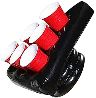 Aufblasbares PVC Bier Spieltablett Dreieck für Kinder, 1 Stück Schwarz | Cartoon Stil, für Karneval und Weihnachtsspiel, Luftgefülltes Zubehör, Kompakt, Leicht