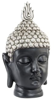 FIGURA RESINA 27X24X49 CABEZA BUDA PLATEADO
