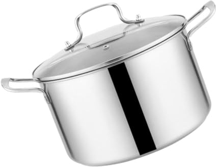 MAGICLULU 1pièce Capacité Soupière Acier Multifonctionnelle Avec Couvercle Pour Cuisine à Et Restaurant Compatible Avec Induction Et Sources De Chaleur