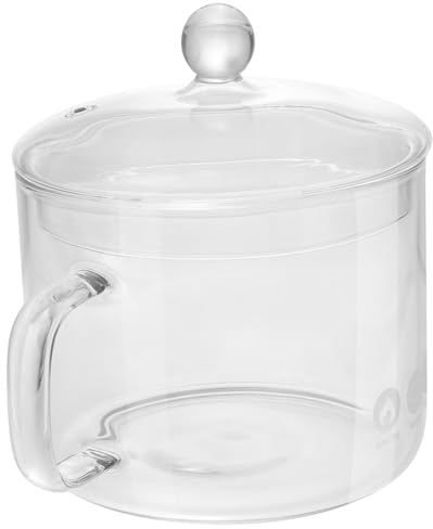 Zerodeko Glass Cooking Pot Lid and Handle, 13cm Borosilicate Simmer Pot for Stovetop Cooking, Heat-Resistant Glass Saucepan Suitable for Soup, Pasta and Milk