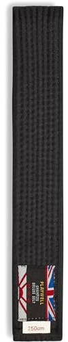 Playwell Martial Arts Cotton Solid Coloured Grading Belt - Black (220cm)
