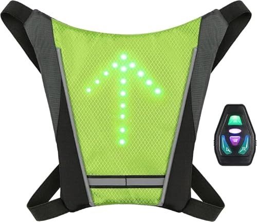 Gilet Velo clignotant Gilet de Cyclisme Réfléchissant, Réfléchissant Sac à Dos Attachement Clip, Rechargeable USB avec LED Clignotant Télécommande Équipement de Sécurité pour Cyclisme, Course à Pied