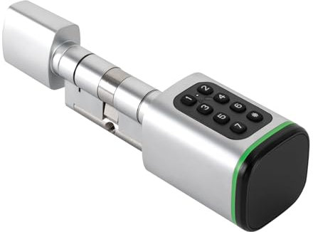 Elektronisches Türschloss Code elektronisches Türschloss Haustür für intelligentes Haus Smart Zylinderschloss mit Notfallschnittstelle mit App und RFID-Karte für 35-45mm Tür (Weiß)