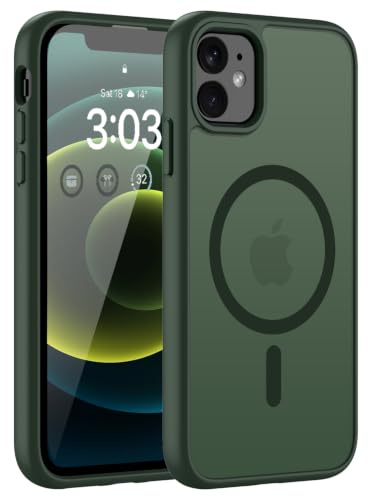 ORDA Magnetische für iPhone 12 / iPhone 12 Pro Hülle, Grün | Kompatibel mit für MagSafe, Durchscheinend Rückseite, Matt Handyhülle, Stoßfest Kratzfeste Schutzhülle