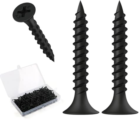 FOMGIIN Viti Per Cartongesso Nere M3.5 x 25 mm, 200 Pezzi Vite a Testa Svasata Phillips Autofilettanti, Drywall Autoperforanti Viti Screws Fosfato Nero Gesso per Cartongesso su Profilo in Acciaio