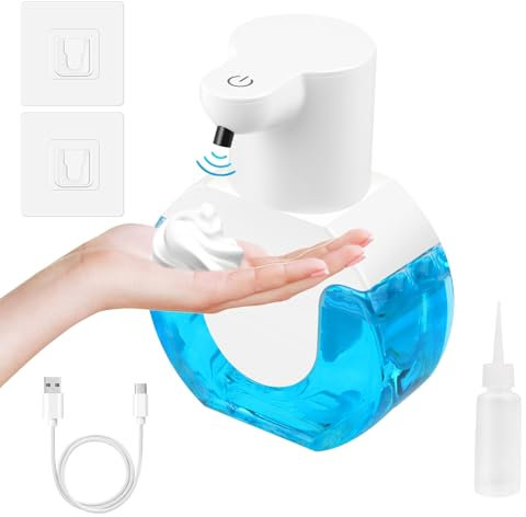 TNOMSNO Distributeur Savon Automatique, 4 Vitesses Réglables, 430 ML et Résistance à l'eau IPX5 Distributeur de Savon, Distributeur Savon Mural pour Les Salles de Bains, Les Cuisines et Les Hôtels