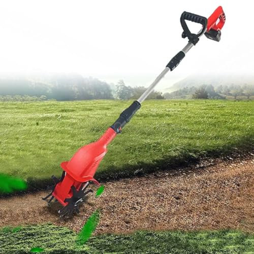 Cultivador rotativo de jardín de Mano, Herramienta eléctrica portátil inalámbrica for rotavator de jardín con 2 baterías Recargables de 20 V y 4000 mah, Ancho de 10 cm y 25 cm de Profundidad de