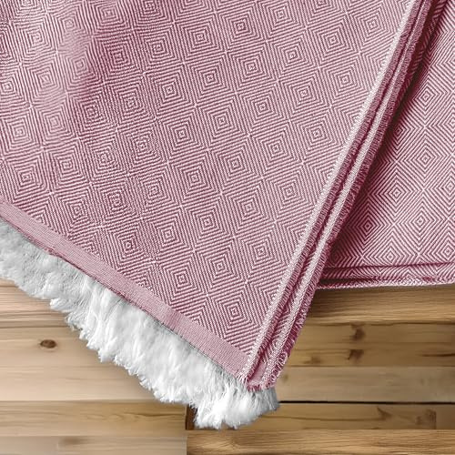 HIPERMANTA Colcha Multiusos Sofa. Plaid Sofa. Manta Foulard. Plaid Multiusos Cubresofa. Comoda Practica Suave Calida. Modelo Indo 180x285 cm Color Rosa