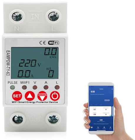 Contatore Energia Elettrica, Misuratore Consumo Elettrico Su Guida, WIFI 63A AC80-400V Misuratore Di Consumo, Contatore Kwh Elettrico Intelligente, Misuratore Consumo Elettrico Wifi