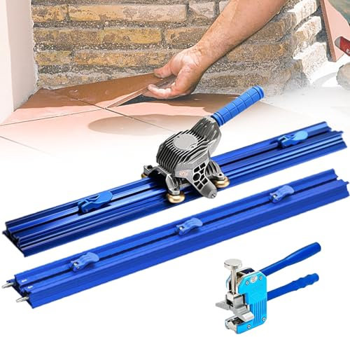 Dfdieratve Fliesenschneider Fliesenschneidemaschine, Großformatige Manueller Fliesenschneider mit Eingebauten Saugnäpfen Fliesenschiebemesser Fliesenzange, für 2,2 m Große Fliesen