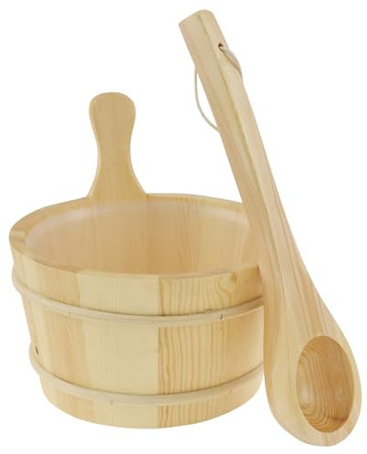 BAODBF Sauna Accessory Set Heat Resistant Sauna Bucket 4 L Sauna Accessories with Ladle High-Quality Sauna Bucket Set