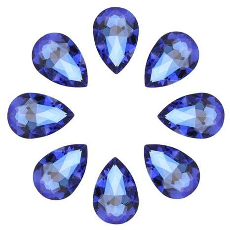 QUARKZMAN 8pz 18 x 25mm Gocce di Cristallo a Forma di Lacrima con Punte in Vetro per Creazione di Gioielli Costumi Decorazioni in Cristallo Artigianato, Azzurro Chiaro