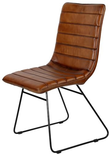 Casa Moro Lederstuhl Polsterstuhl Stühle Esszimmer Stuhl Braun Echtleder Konferenzstuhl Besucherstuhl Wartezimmerstühle Modern