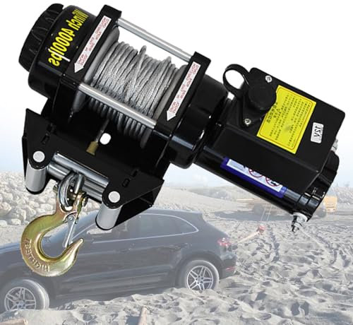 VNATWGOO Cabrestante EléCtrico Impermeable De 3000 LB, 3500 LB Y 4000 LB, Cabrestante para AutomóVil con Control Remoto Doble De 12 V/24 V, para Todoterreno, Arena, Rescate De VehíCulos,4000lb-24V