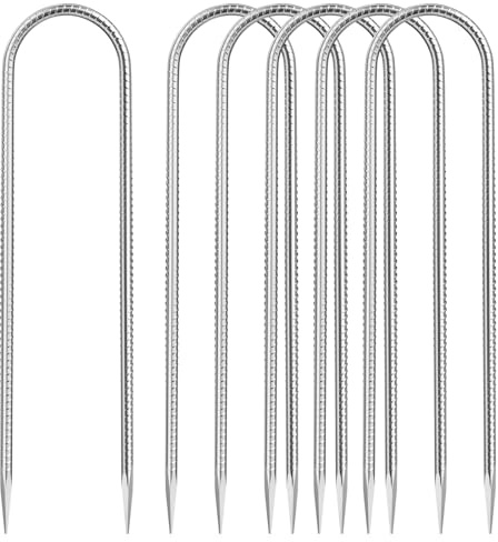 Dalephoric 6 Stück 30cm Erdanker Bodenanker, Zeltheringe Robuste Stahl, Heringe Erdnägel Stabil, Bodenanker Trampolin, für Befestigung von Garten Pfähle, Camping Zelt, Unkrautvlies (U Förmige)